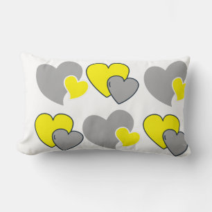 Hearts Patterns. Colour of the year 2021 illuminat Lumbar Pillow