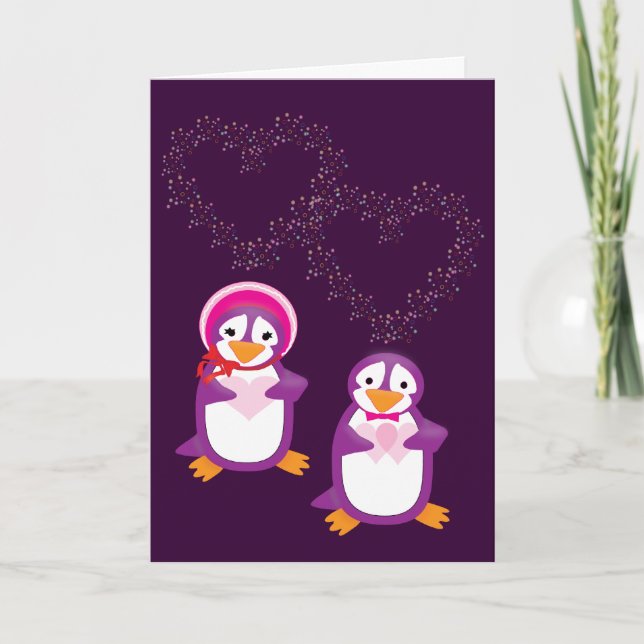 Hearts & Penguins Card (Front)