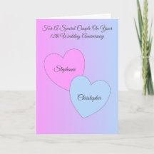 Hearts Personalised 12th Wedding Anniversary