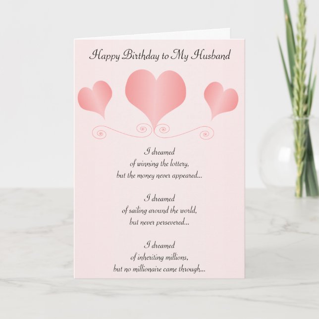Hearts Personalised Husband Birthday Card (Front)