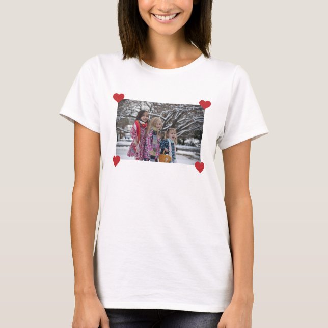 Hearts Personalize Upload Photo Make your Own T-Shirt (Front)