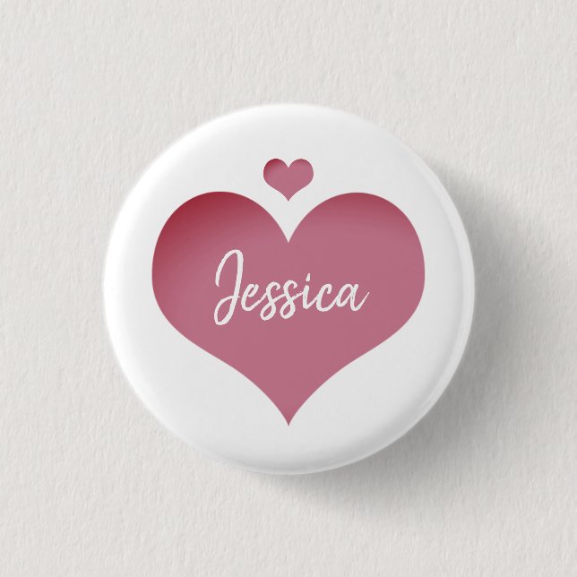 Hearts Personalized Name 1 Inch Round Button (Front)