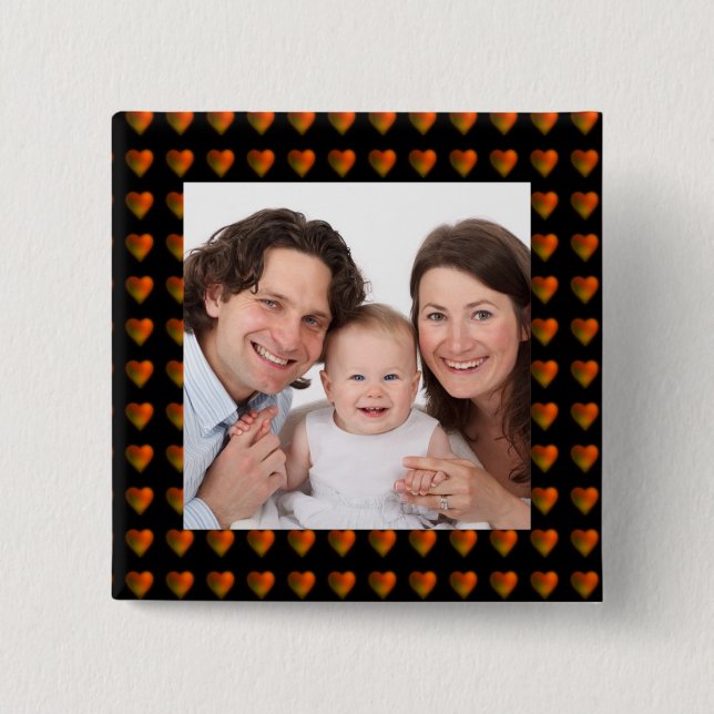 Hearts/photo 2 Inch Square Button (Front)