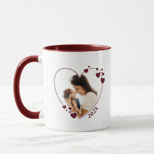 Hearts Photo Frame Mug Maroon