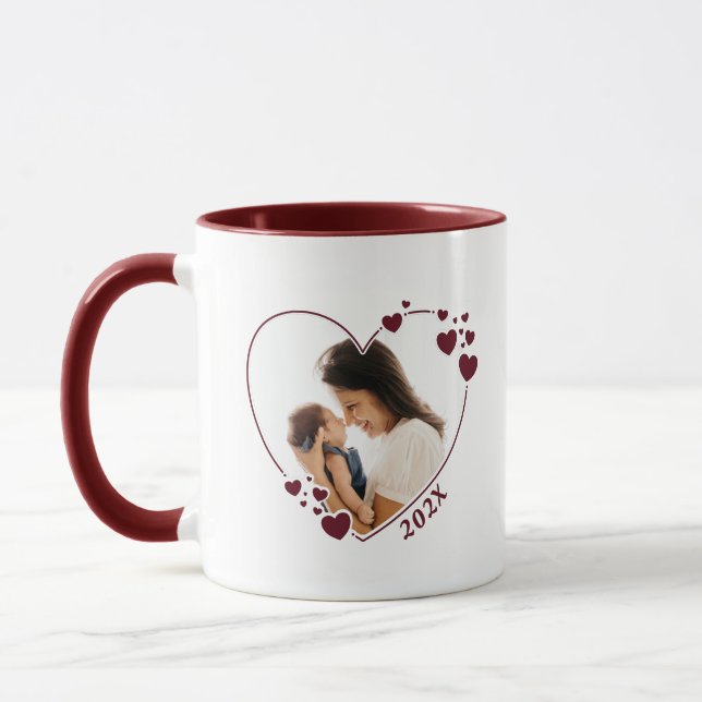 Hearts Photo Frame Mug Maroon (Left)