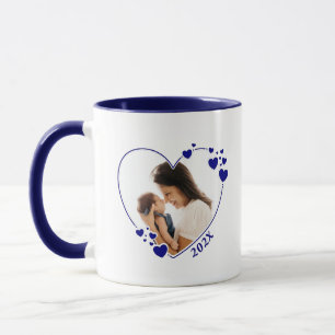 Hearts Photo Frame Mug Navy Blue