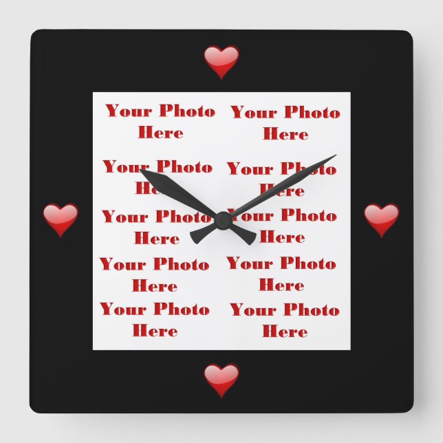 Hearts Photo Frame Wall Clock (Front)