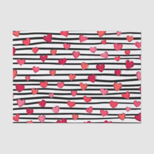 Hearts Pink and Black Colours Pattern Tissue Paper