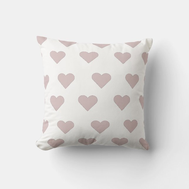Hearts pink & white throw pillow (Front)