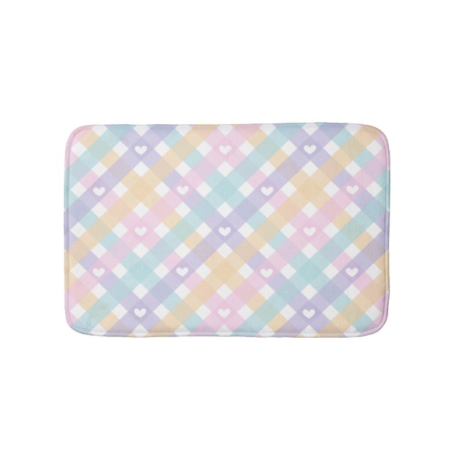 Hearts Plaid Bath Mat (Front)