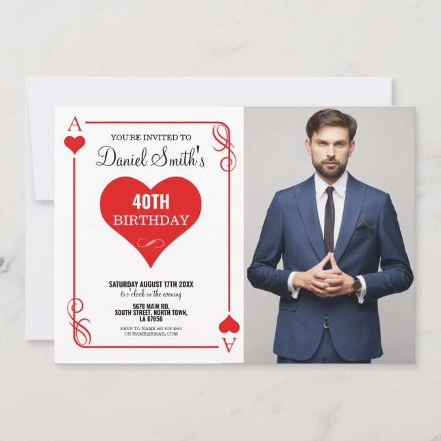 Hearts Playing Card Birthday Ace Las Vegas Casino (Front)
