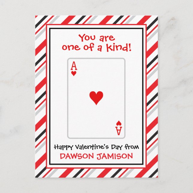 Hearts Playing Card Personalized Valentine's Cards (Front)
