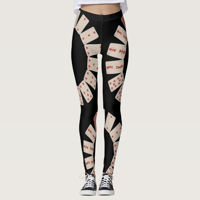 Hearts Playing Cards Circle Leggings (Front)