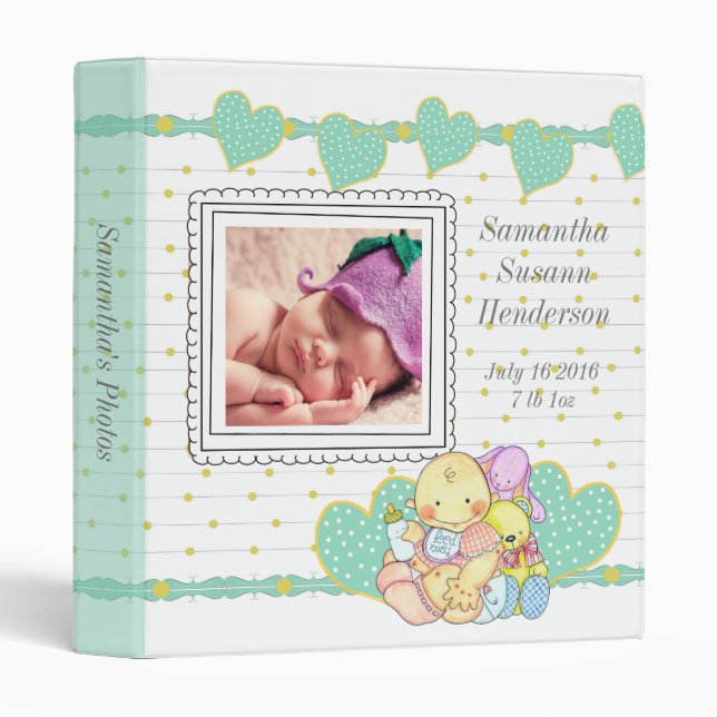 Hearts Polka Dots Baby Photo Album Binder (Front/Spine)