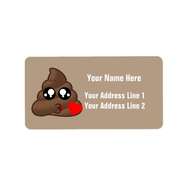 Hearts & Poop Emojis Label (Front)