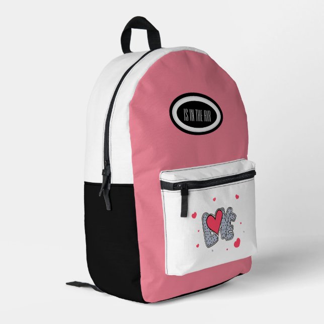 Hearts Printed Backpack (Back Corner Left)