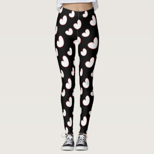 Hearts R4 Love, Red/White hearts on black leggings