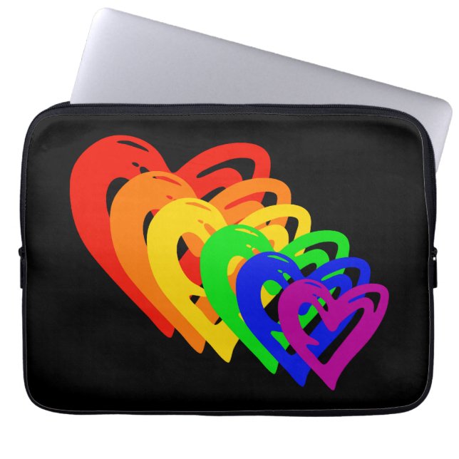 Hearts Rainbow Laptop Sleeve (Front)