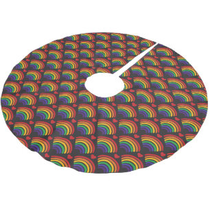 Hearts & Rainbows Pattern Brushed Polyester Tree Skirt