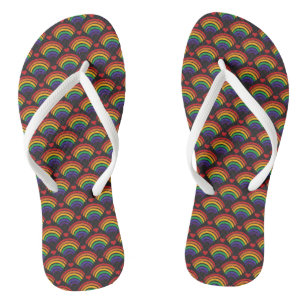 Hearts & Rainbows Pattern Flip Flops
