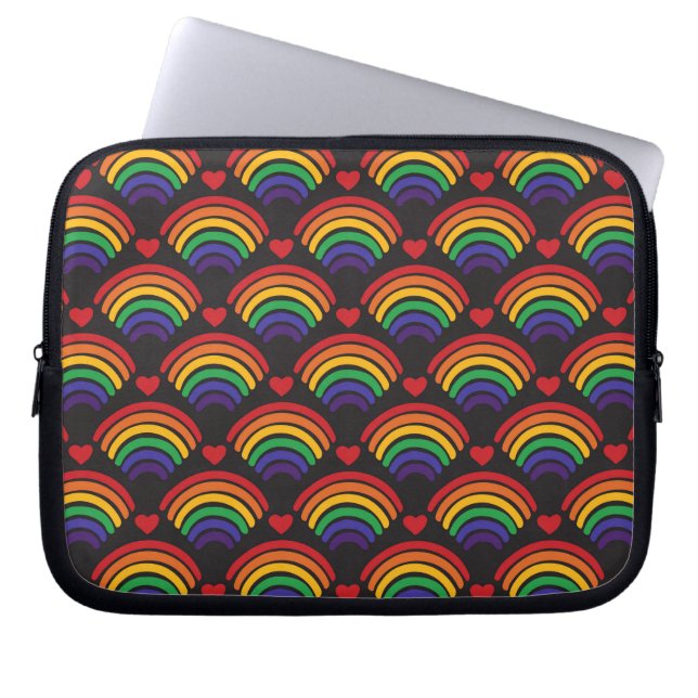 Hearts & Rainbows Pattern Laptop Sleeve (Front)
