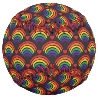 Hearts & Rainbows Pattern Softball
