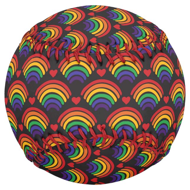Hearts & Rainbows Pattern Softball (Front)