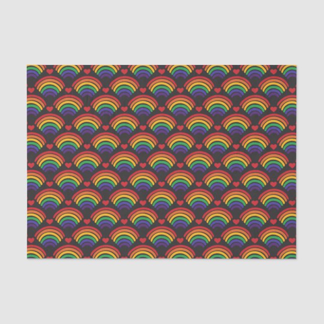 Hearts & Rainbows Pattern Tissue Paper (Front)