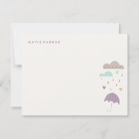 Hearts & Raindrops Stationery - Plum