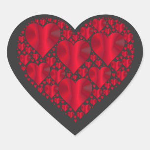 Hearts, red and shiny hearts pattern, heart sticker