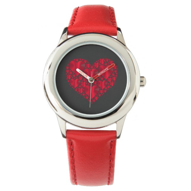 Hearts, red and shiny hearts  watch (Front)