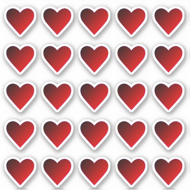 Hearts Red Burgundy Ombre Custom-Cut Vinyl Sticker (Front)