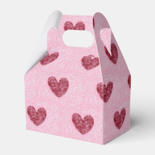 Hearts Red Hearts On Pink Faux Fuzzy Design Favor Box