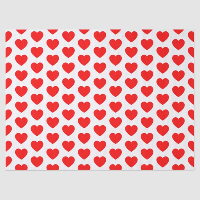Hearts, Red on White Tissue Paper (Front)
