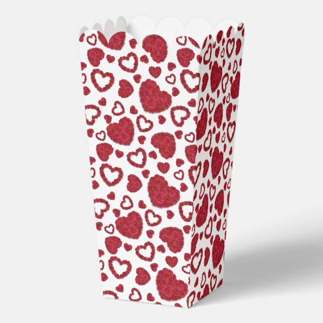 Hearts Red Roses Pattern Minimalist Valentine's Favor Box (Front)