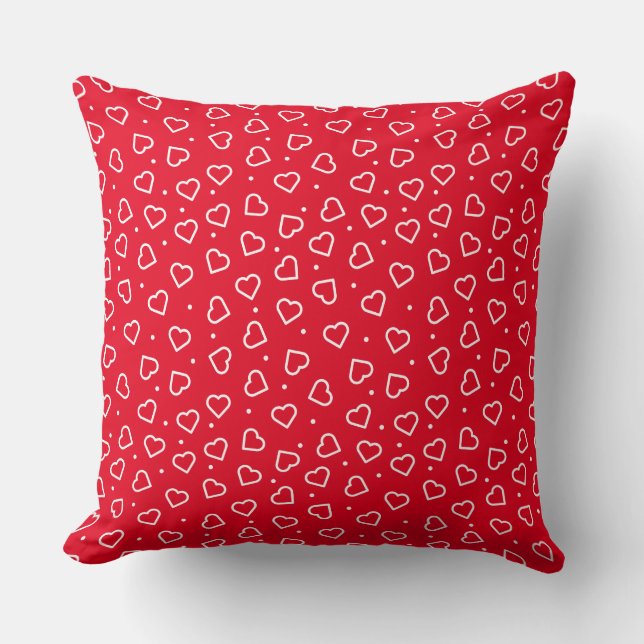 Hearts Red Throw Pillow (Front)