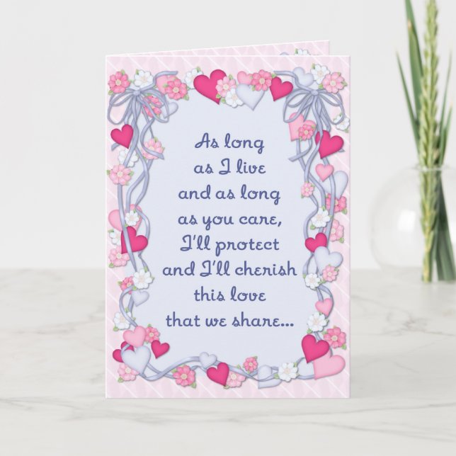 Hearts & Ribbon Romance - Inside Verse Holiday Card (Front)