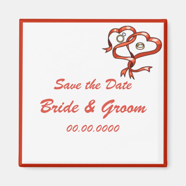 Hearts & Rings Save the Date Magnet (Front)
