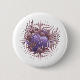 Hearts Roses and Wings 2 Inch Round Button