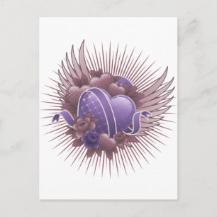 Hearts Roses and Wings Postcard