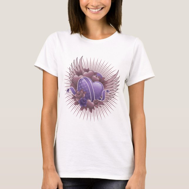 Hearts Roses and Wings T-Shirt (Front)