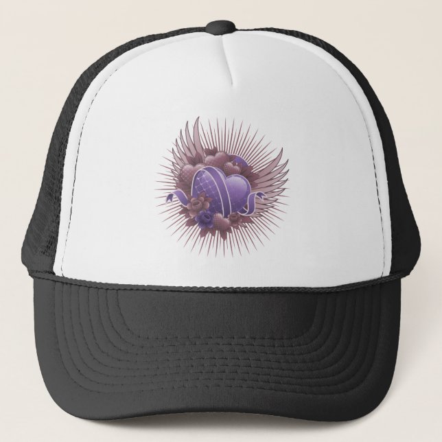 Hearts Roses and Wings Trucker Hat (Front)
