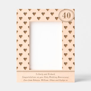 Hearts Ruby Wedding Anniversary 40th Custom Text Etched Frames