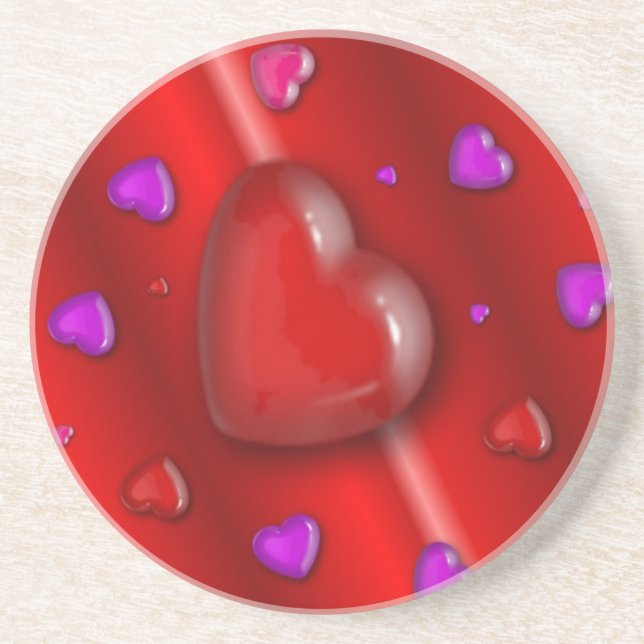 Hearts Sandstone Coaster (Front)