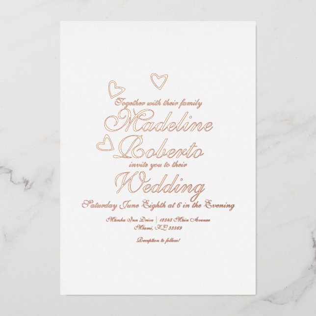 Hearts Script Wedding Pressed  (Front)