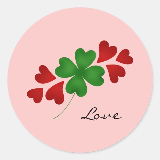 Hearts shamrocks romance classic round sticker (Front)