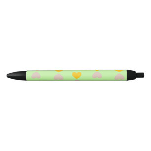 Hearts shapes on light green black ink pen