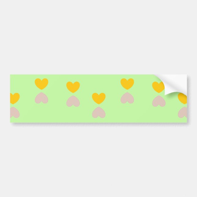 Hearts shapes on light green bumper sticker (Front)