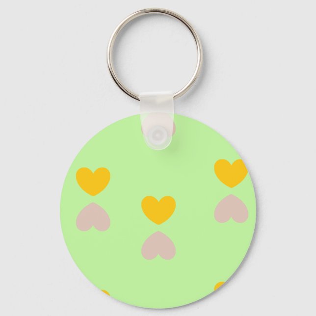 Hearts shapes on light green keychain (Front)