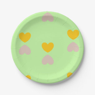 Hearts shapes on light green paper plate